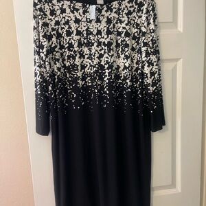 Chico's Cream Sheath Dress 3/4 Sleeve Midi